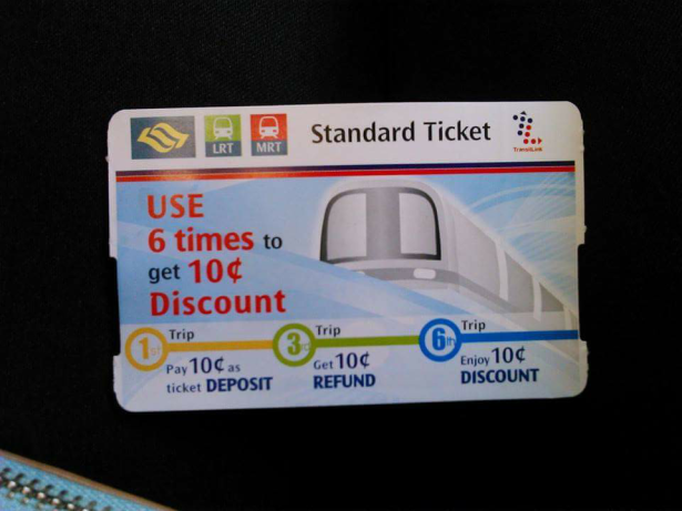 A standard MRT ticket, which you can use continuously